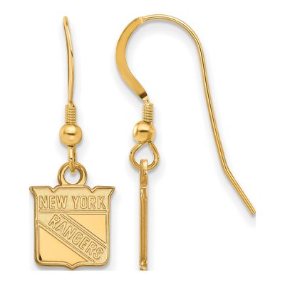 New York Rangers Gold-Plated Sterling Silver NY Wire Earrings