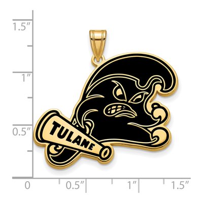 Tulane University Gold-Plated Sterling Silver Extra Large XL Enameled Pendant – view 2