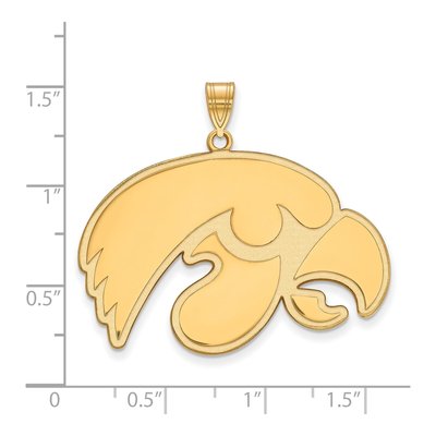University of Iowa Gold-Plated Sterling Silver Extra Large Hawk Pendant – view 2