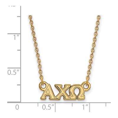 Alpha Chi Omega Gold-Plated Sterling Silver Sorority Greek Letters Extra Small Necklace – view 2