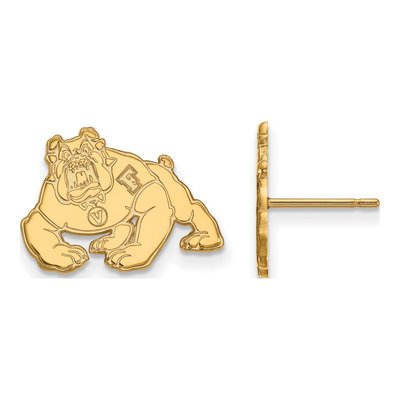 California State University Fresno Gold-Plated Sterling Silver Bulldog Stud Earrings