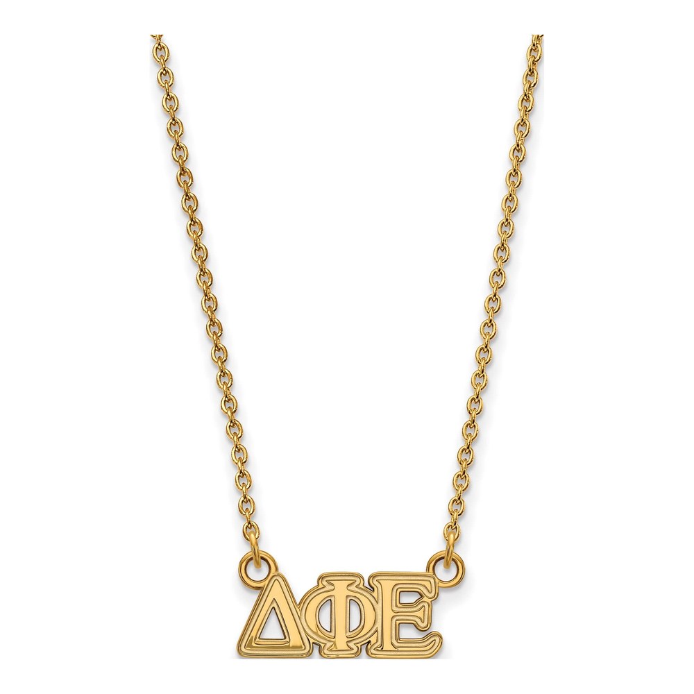 Delta Phi Epsilon Gold-Plated Sterling Silver Extra Small Sorority Pendant Necklace
