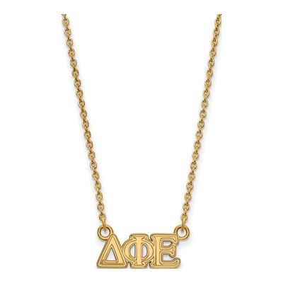 Delta Phi Epsilon Gold-Plated Sterling Silver Extra Small Sorority Pendant Necklace