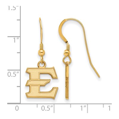 East Tennessee State University Gold-Plated Sterling Silver ETSU Wire Letter E Earrings – view 2