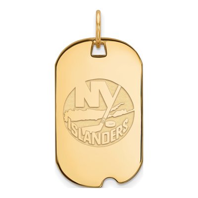New York Islanders Gold-Plated Sterling Silver NY Small Dog Tag Pendant