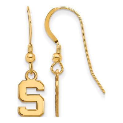 Michigan State University Gold-Plated Sterling Silver Letter S Earrings