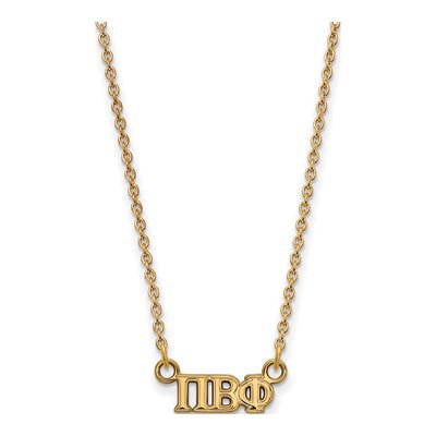 Pi Beta Phi Gold-Plated Sterling Silver Extra Small Sorority Pendant Necklace