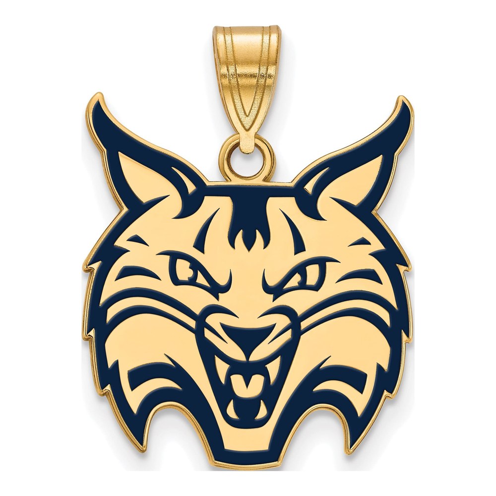 Quinnipiac University Gold-Plated Sterling Silver Bobcat Enameled Pendant