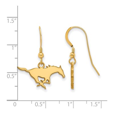 Southern Methodist University Gold-Plated Sterling Silver SMU Mustangs Wire Earrings – view 2