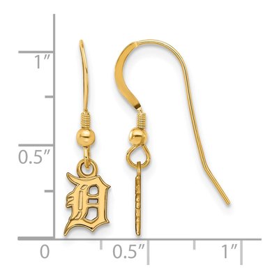 Detroit Tigers Gold-Plated Sterling Silver Letter D Dangle Earrings – view 2