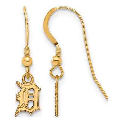 Detroit Tigers Gold-Plated Sterling Silver Letter D Dangle Earrings