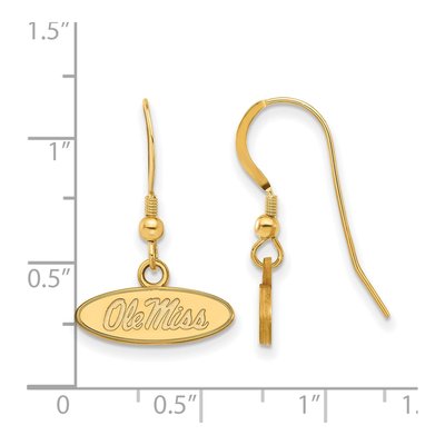 University of Mississippi Gold-Plated Sterling Silver Ole Miss Oval Earrings – view 2