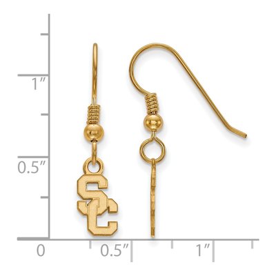 University of Southern California Gold-Plated Sterling Silver USC Trojans S-C Earrings – view 2