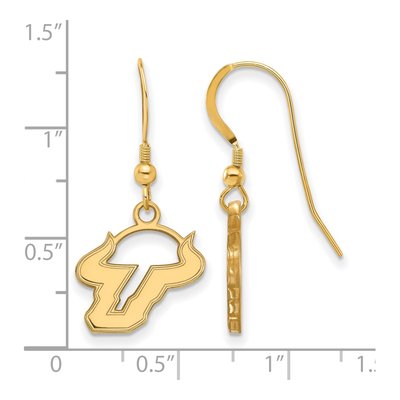 University of South Florida Gold-Plated Sterling Silver USF Bulls Bull Earrings – view 2