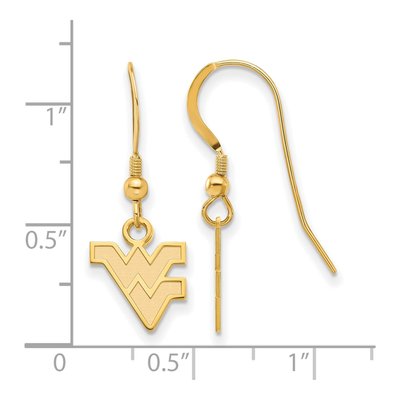 West Virginia University Gold-Plated Sterling Silver WVU Extra Small Wire Earrings – view 2
