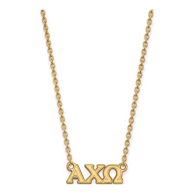 Alpha Chi Omega Gold-Plated Sterling Silver Sorority Greek Letters Small Necklace