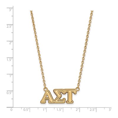 Alpha Sigma Tau Gold-Plated Sterling Silver Medium Sorority Letters Necklace – view 2