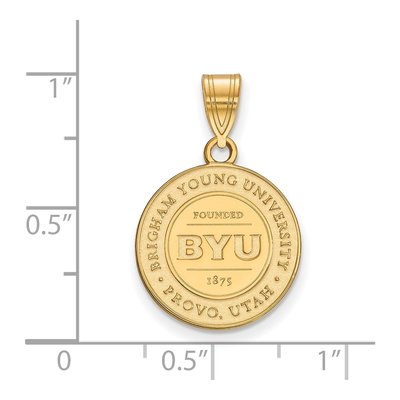Brigham Young University Gold-Plated Sterling Silver Medium BYU Crest Pendant – view 2