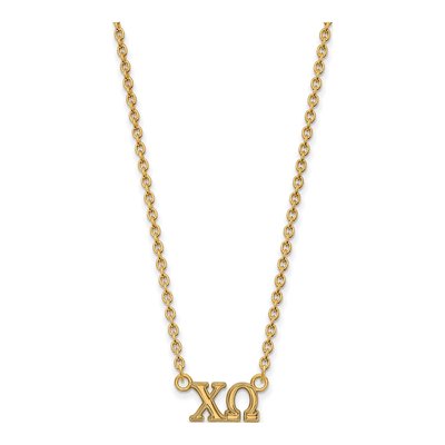 Chi Omega Gold-Plated Sterling Silver Sorority Greek Letters Medium Necklace