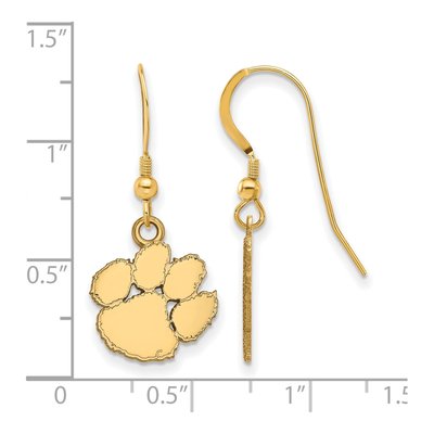 Clemson University Gold-Plated Sterling Silver Tiger Paw Earrings – view 2