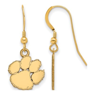 Clemson University Gold-Plated Sterling Silver Tiger Paw Earrings