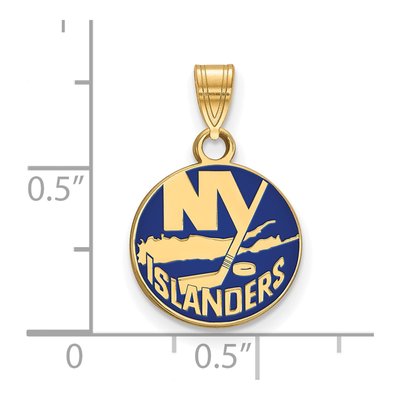 New York Islanders Gold-Plated Sterling Silver NY Enameled Pendant – view 2