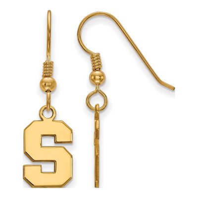Michigan State University Gold-Plated Sterling Silver Letter S Earrings