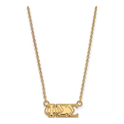 Phi Sigma Sigma Gold-Plated Sterling Silver Sorority Greek Letters Medium Pendant