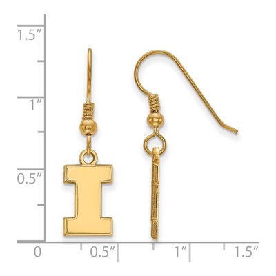 University of Illinois Gold-Plated Sterling Silver Letter I Earrings – view 2