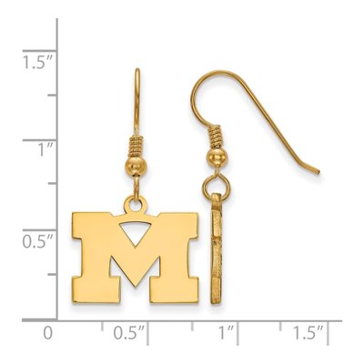 University of Michigan Gold-Plated Sterling Silver Wire Letter M Earrings – view 2