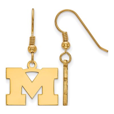 University of Michigan Gold-Plated Sterling Silver Wire Letter M Earrings