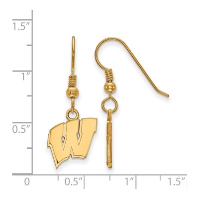 University of Wisconsin Gold-Plated Sterling Silver Badgers 'w' Letter W Earrings – view 2