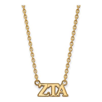 Zeta Tau Alpha Gold-Plated Sterling Silver Sorority Greek Letters Medium Necklace