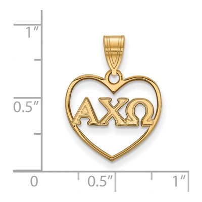 Alpha Chi Omega Gold-Plated Sterling Silver Medium Heart Pendant – view 2