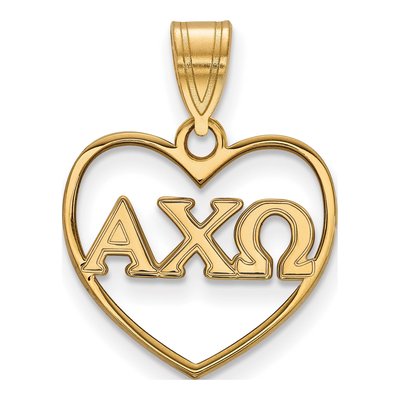 Alpha Chi Omega Gold-Plated Sterling Silver Medium Heart Pendant
