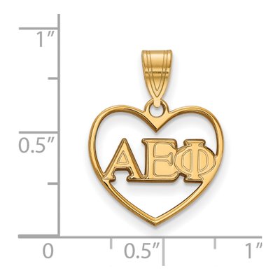 Alpha Epsilon Phi Gold-Plated Sterling Silver Medium Heart Pendant – view 2