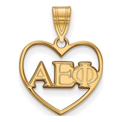 Alpha Epsilon Phi Gold-Plated Sterling Silver Medium Heart Pendant