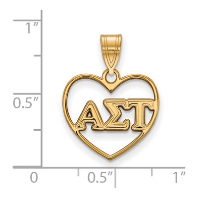 Alpha Sigma Tau Gold-Plated Sterling Silver Medium Heart Pendant – view 2