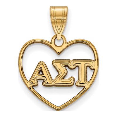 Alpha Sigma Tau Gold-Plated Sterling Silver Medium Heart Pendant