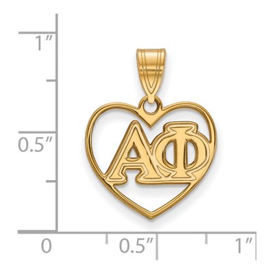 Alpha Phi Gold-Plated Sterling Silver Medium Heart Pendant – view 2