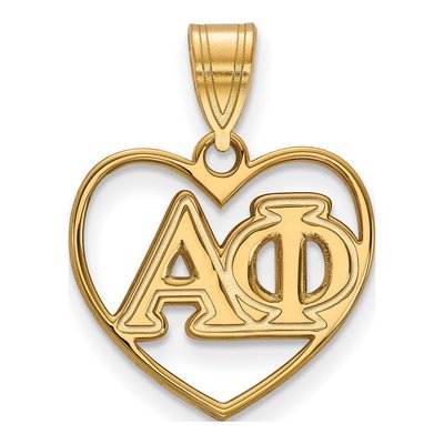 Alpha Phi Gold-Plated Sterling Silver Medium Heart Pendant