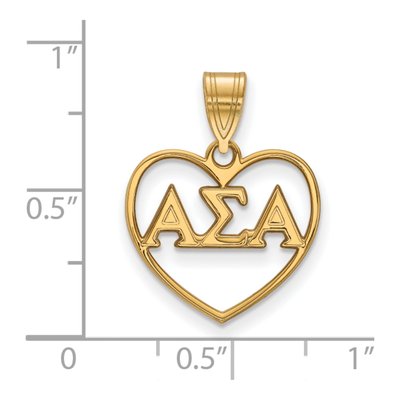 Alpha Sigma Alpha Gold-Plated Sterling Silver Medium Heart Pendant – view 2