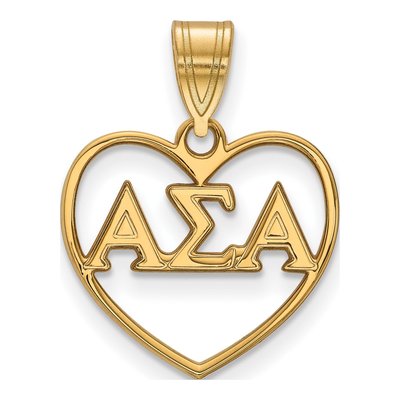 Alpha Sigma Alpha Gold-Plated Sterling Silver Medium Heart Pendant