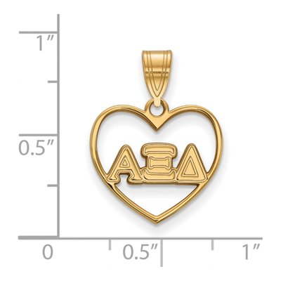 Alpha Xi Delta Gold-Plated Sterling Silver Medium Heart Pendant – view 2