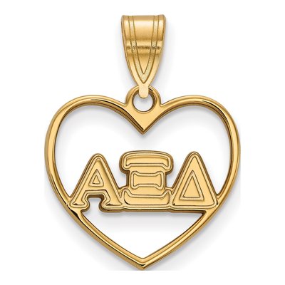 Alpha Xi Delta Gold-Plated Sterling Silver Medium Heart Pendant