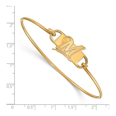 Milwaukee Brewers Gold-Plated Sterling Silver Small Wire Bangle Bracelet – view 2