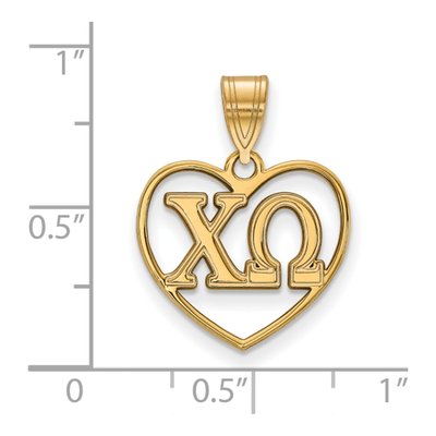 Chi Omega Gold-Plated Sterling Silver Medium Heart Pendant – view 2