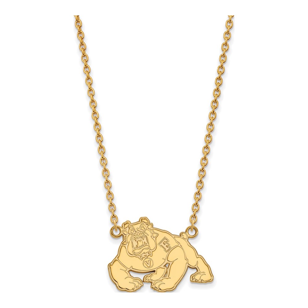 Fresno State Bulldog Pendant Necklace, 18" Silver