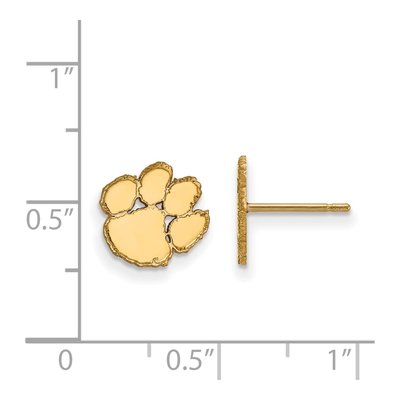 Clemson University Gold-Plated Sterling Silver Tiger Paw Earrings – view 2