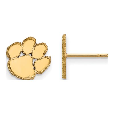 Clemson University Gold-Plated Sterling Silver Tiger Paw Earrings